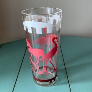 Vintage Libbey Hazel Atlas Glass Flamingo Tumbler 6.25” tall